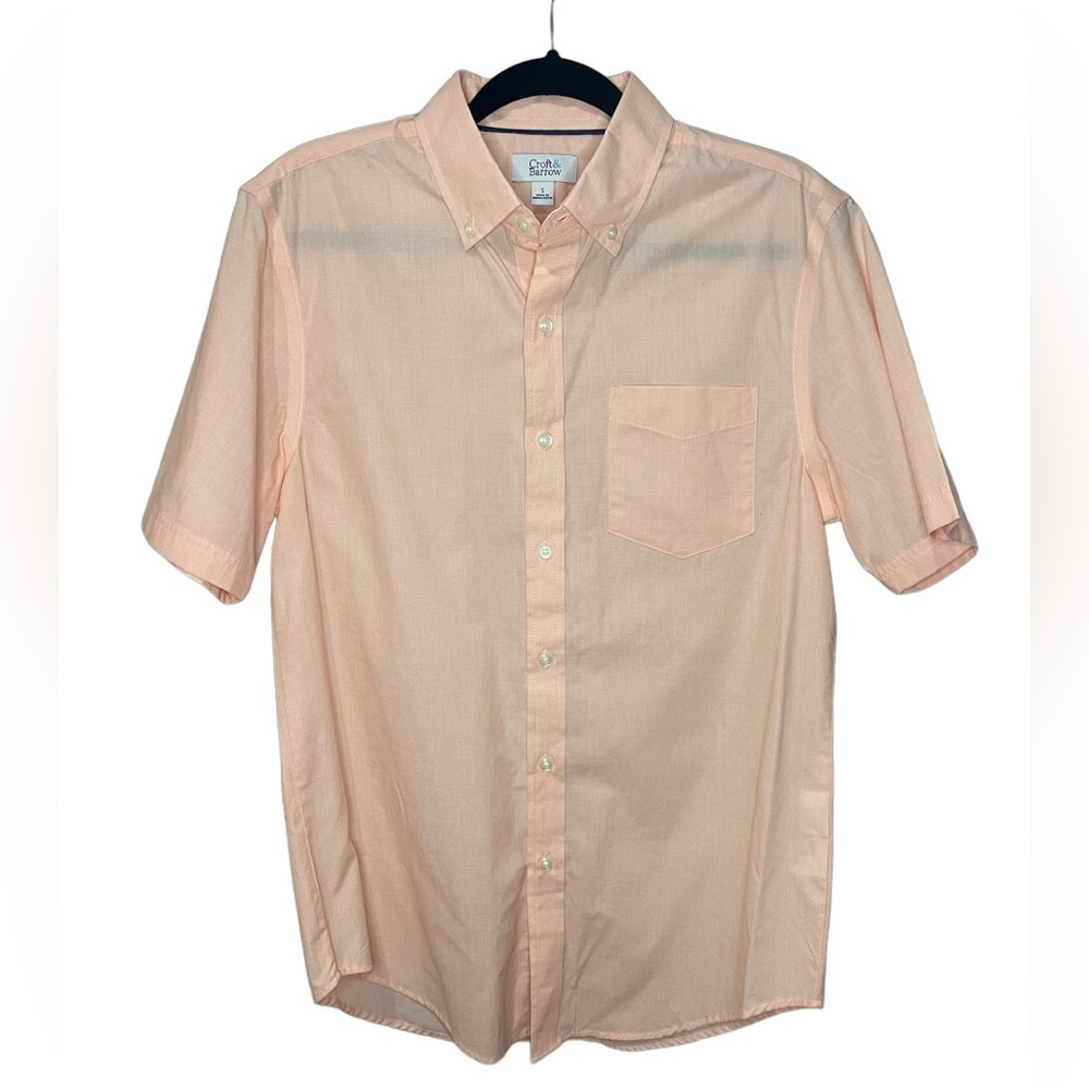 CROFT & BARROW Short Sleeve Button Down Shirt Peach NWOT SZ S  NWOT